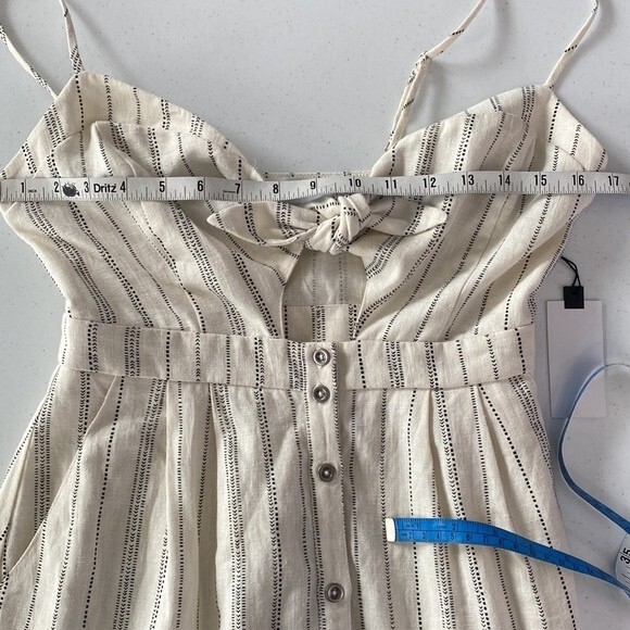 ASTR the Label Linen Sleeveless Button Front Dress Cut Out Tie Detail Pockets - Picture 13 of 16